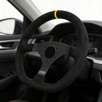 Volant de course rond en suède de 320 mm à 6 trous avec marqueur de position jaune pour simulateur de course PC, simulation de drift automobile, vente en gros
