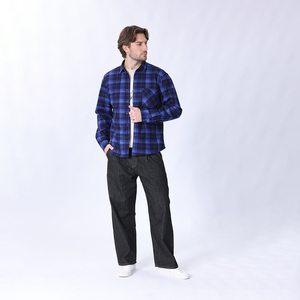 Different Color Mens Plaid <strong>Button</strong> Down <strong>Collar</strong> Ong Sleeve Heavyweight Flannel Work <strong>Shirt</strong> - Product Image 3