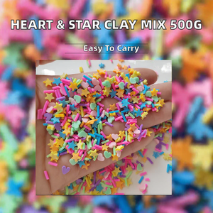 500g di Argilla Polimerica Mista a Forma di Cuore e Stella, Decorazioni per Slime, Accessori Natalizi - Product Image 2