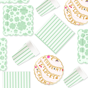 DAMAI Platos de Papel Ecológicos y Seguros con Diseño de Rayas Verdes y Puntos para 8 Personas, Artículos Desechables para Fiestas de Cumpleaños - Product Image 3