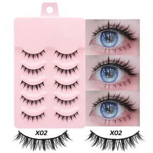 Faux cils en matière synthétique pour marque privée, bande complète, effet naturel, 15 styles, lot de 5 paires, pour maquillage - Product Image 1
