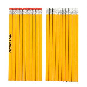 Crayon en bois naturel jaune personnalisé avec logo d'entreprise Ys864, non toxique, idéal pour les cadeaux d'entreprise, prix de gros, adapté au bureau - Product Image 1