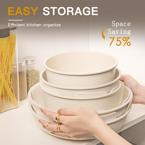 21-Piece Non-Stick <strong>Ceramic</strong> Cookware Set Classic Milky White Pots and <strong>Pans</strong> with Sustainable Sensor Handles - Product Image 2