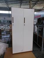 Armoire de rangement en acier durable à 2 portes avec 1 miroir sur la porte/1 penderie/2 étagères réglables