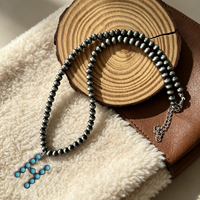 Collier ras du cou vintage style cowgirl pour femme, avec pendentif initial en turquoise et perle Navajo occidentale, bijoux pour concert country