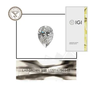 Cvd hpht phòng thí nghiệm-grown kim cương màu D vvs 0.5 Carat Pear cắt kim cương Loose đá quý với IGI giấy chứng nhận báo cáo