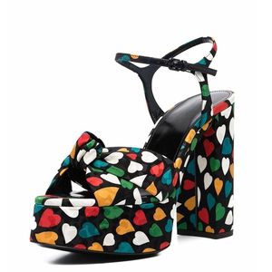 New Colors Women's High Platform Sandals Polka Dot Chunky Heels Dress Summer Bow Knotted Pumps Ankle Strap Buckles <b>Shoes</b> - Product Image 1