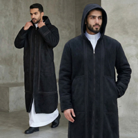 Manteau arabe Farwa pour homme, épais et de qualité supérieure, coupe-vent, doublé de polaire, chaud, à capuche, pour l'extérieur et l'Aïd