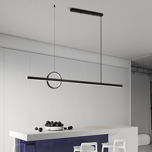 Luminaire suspendu linéaire tout en cuivre design, style minimaliste moderne pour salle à manger, zone de réception, chambre ou bureau, puissance 60W - Product Image 6