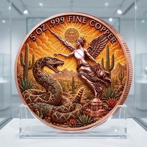 Moneda de cobre de 5 onzas con diseño de diosa azteca, moneda conmemorativa de la <span class=keywords><strong>libertad</strong></span> con águila y serpiente alada, colección de monedas. - Product Image 1