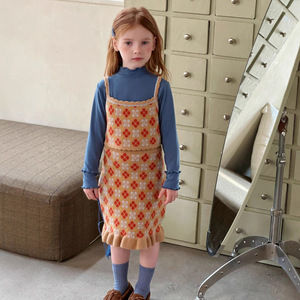 Ensemble de deux pièces pour filles, style coréen, 100% coton, pull, veste <span class=keywords><strong>sans</strong></span> manches en tricot <span class=keywords><strong>crochet</strong></span>é, épaissi, motif floral - Product Image 3