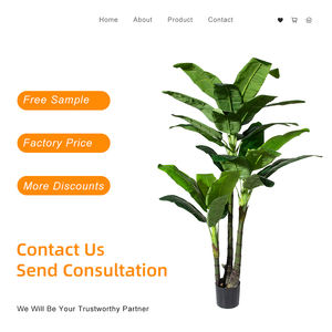 5126/PZ-4-88/7392 Faux grandes feuilles vertes et tronc en bois naturel plante en pot bananier artificiel pour la décoration de jardin de fête à la maison - Product Image 3