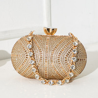 Tas Malam Wanita Berlian Kecil Berkilau Bentuk Oval, Dompet Clutch Mewah untuk Pengantin, Dompet Pernikahan, Tas Pesta Berhias Berlian Imitasi, Tas Tangan Bingkai untuk Acara Prom