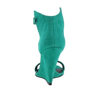 Chaussures à talons compensés en cuir suédé pour femme, sandales à bout ouvert et <span class=keywords><strong>large</strong></span>, Logo personnalisé - Product Image 5