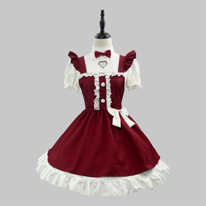 Lolita Maid Outfit Claret Polyester Anime Cosplay Costume For Game Role Playing Winter 2024 - Product Image 2