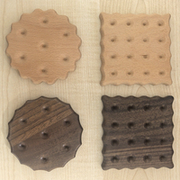 Sous-verre à biscuits en bois de hêtre et de noyer noir, rond et carré