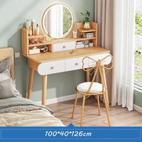 Meuble de chambre à coucher en bois blanc 2022 Bureau de maquillage à 1 tiroir avec miroir cosmétique sans chaise ni tabouret