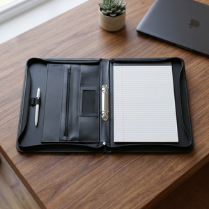 แฟ้มประชุมหนังแท้คุณภาพดี รุ่น Executive Black A4 A5 แบบซิป 2 ห่วง ปรับแต่งได้ ADORA Unisex 28 - Product Image 2