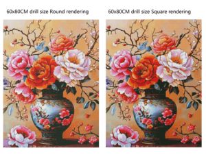 Kit de peinture diamant 5D DIY LS, taille 60x80CM, motif <span class=keywords><strong>Pivoine</strong></span> et Vase, avec diamants en résine ronds et carrés, points AB féeriques, sur <span class=keywords><strong>toile</strong></span> - Product Image 3