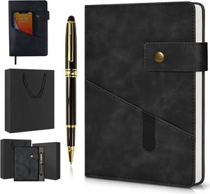 A5 Lined Leather Journal <b>Notebook</b>,Hardcover Journal Set with Pen and Gift Box 100gsm Thick Ruled Paper Daily <b>Diary</b> for Men Women - Product Image 1