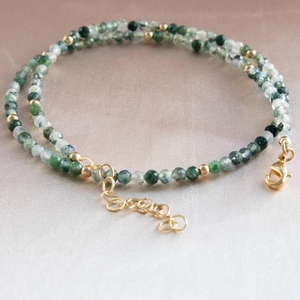 Zooying Moss Agate Crystal Jewelry Beaded Gemstone Choker <strong>Necklaces</strong> For Women - Product Image 4