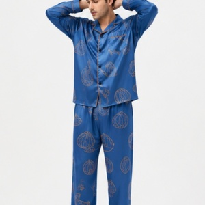 Pijamas de Alta Calidad para <span class=keywords><strong>Hombre</strong></span>, Primavera y Otoño, Manga Larga, Satén, Ropa de Dormir Fresca para Verano, Ropa de Casa, Talla Grande - Product Image 4
