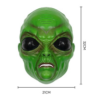Nouveauté Masque d'Alien en Plastique Vert Amusant pour Halloween, Idéal pour les Thèmes Fantastiques et Sci-Fi, Cosplay, Mascarade et Fêtes