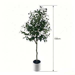 Arbre d'olivier artificiel réaliste en oxyde de magnésium blanc, plante en pot simulée pour la décoration intérieure - Product Image 2