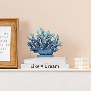 Estatua de Coral de Resina Blanca y Azul Personalizada, Decoraciones Náuticas <span class=keywords><strong>para</strong></span> el Hogar, Adorno <span class=keywords><strong>para</strong></span> Gabinete, Estante o Mesa con Temática de Playa/ Costa/Océano - Product Image 3