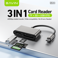 Lecteur de carte BAVIN Portable Mini OTG88 480 Mbps Transfert stable Type C USB Sd Tf 3 en 1 Adaptateur OTG