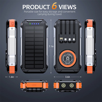 Batterie externe solaire 30000mAh magnétique sans fil 15W à charge rapide avec 4 câbles intégrés, lampe torche LED, ABS