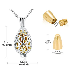 Kalung Guci Kremasi Berbentuk Tetesan Air Mata Dua Warna dari Baja Tahan Karat untuk Menyimpan Abu Hewan Peliharaan atau Manusia, Liontin Kenangan Memorial. - Product Image 3