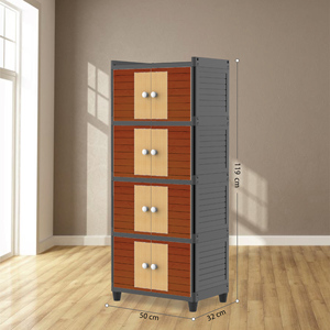 Armario de Almacenamiento de Plástico Multifuncional de 4 Niveles (Twinbox Fit), presenta una solución moderna y práctica para guardar ropa. - Product Image 6