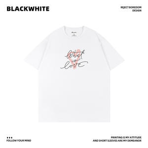 Camiseta unisex de algodón con estampado de amor, corte holgado, informal, para verano, Q191 - Product Image 4