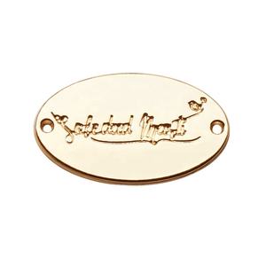 Personnalisé forme ovale <span class=keywords><strong>gravé</strong></span> lettre balise de lacet doré petite étiquette en métal pour couvertures de bébé - Product Image 1