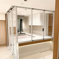 Portes coulissantes d'angle en aluminium pour cuisine, verre trempé double vitrage, style moderne et minimaliste, pour salon et extérieur, personnalisables, vente en gros