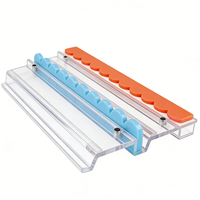 Support de Mahjong en Acrylique Transparent avec Poussoir Magnétique, Barre de Poussée en Caoutchouc en Forme de Vague, Support de Tuiles de Mahjong pour Accessoires de Jeu