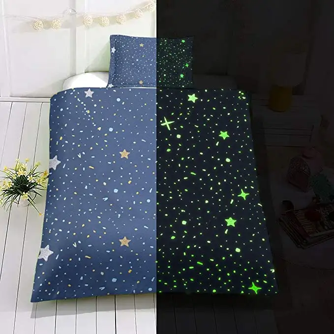 Housse de couette avec étoiles de dessin animé bleues, ensemble de literie pour adolescents, garçons et filles