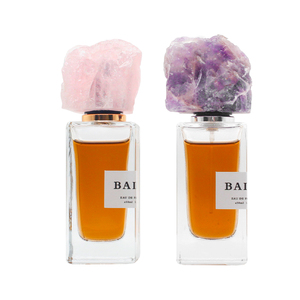 New Design High End square <b>Perfume</b> Glass <b>Bottle</b> 30ml 50ml 100ml clear Crimp Niche <b>Perfume</b> <b>Bottle</b> with Colored Stone Cap - Product Image 5