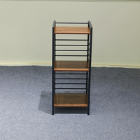 Scaffale portaoggetti a 3 livelli in metallo resistente con ripiani effetto legno per cucina, dispensa, bagno, lavanderia, balcone