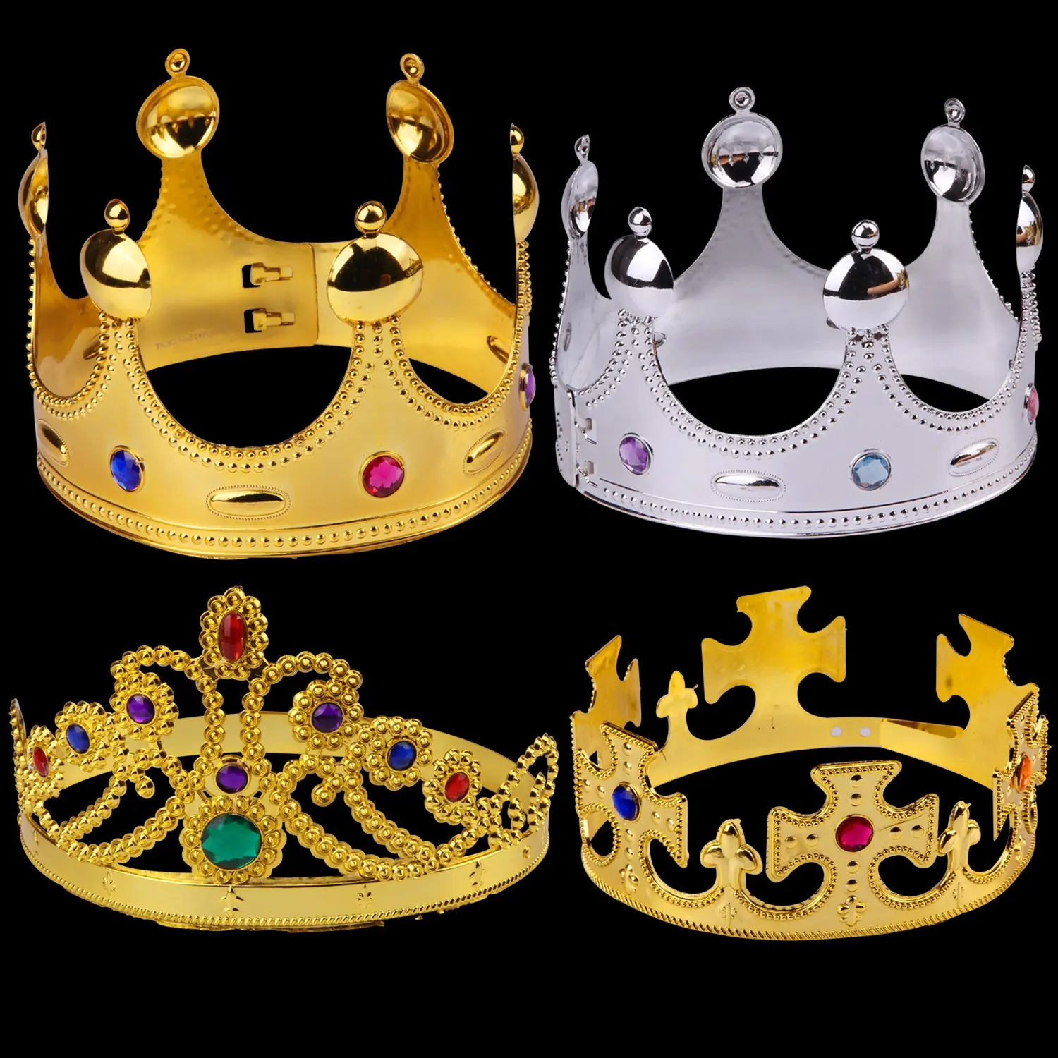 Suministros de fiesta de cumpleaños para adultos y niños, rey real, corona de plástico, accesorio de disfraz, envío directo