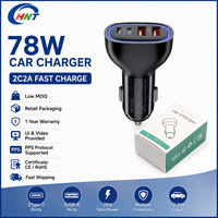 Chargeur de voiture rapide 78W en gros, 2C2A 4-en-1, Type-C & USB-A, charge rapide PPS PD pour iPhone Samsung Android