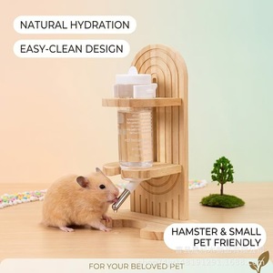 Bouteille d'eau en bois pour hamster, abreuvoir à tétine, base stable pour petits animaux - Product Image 4