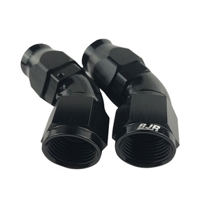Raccords femelles BJR haute performance en aluminium AN6 AN8 AN10 à 45 degrés, extrémités <span class=keywords><strong>de</strong></span> <span class=keywords><strong>tuyau</strong></span> PTFE à débit total pour pièces automobiles - Product Image 1