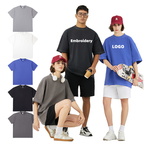 เสื้อยืดผ้าฝ้ายบ็อกซี่ด้านหน้าสำหรับผู้ชายพิมพ์ลายสกรีน100% โอเวอร์ไซส์ทรงหลวมน้ำหนักมาก320GSM - Product Image 1