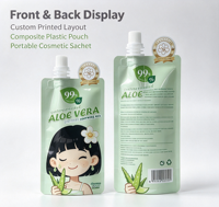 Gel Apaisant à l'Aloe Vera en Sachet Souple 50ml – Format Voyage Portable pour Soins de la Peau – Sachet Doypack en Plastique Composite à Pression Souple – Impression Personnalisée