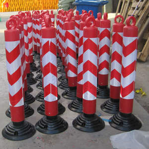 حاجز بلاستيكي مطاطي متحرك محمول من البولي إيثيلين مسطح لأعلى التحذير - Product Image 4