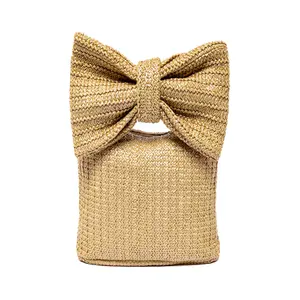 Bolsa de palha de luxo para mulheres, sacola de praia de crochê artesanal, novo estilo, novidade de 2024