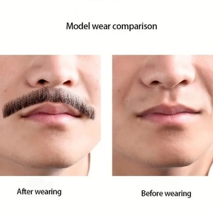 Human Hair <strong>Fake</strong> Beards Naturally Invisible False Beards Party <strong>Fake</strong> Beard <strong>Moustache</strong> for Movie Makeup - Product Image 3