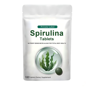 OEM ODM Spiruline pure extraite de plantes, 180 comprimés, certifiée Halal, complément alimentaire de qualité alimentaire, supplément nutritionnel pour adultes, énergie - Product Image 1